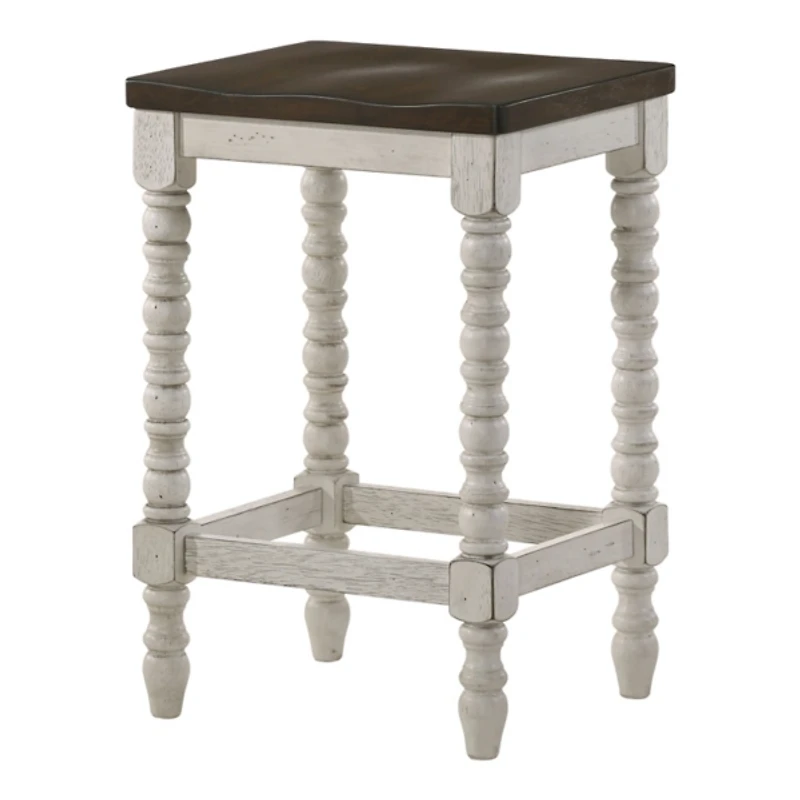 Dark Walnut & White Wood Ema 2-pc. Counter Stools