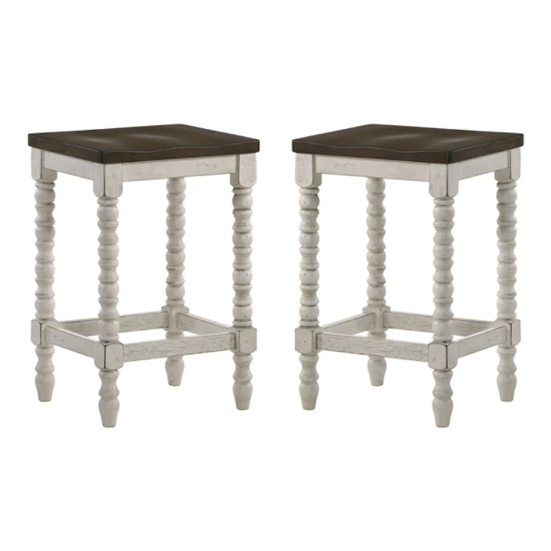 Dark Walnut & White Wood Ema 2-pc. Counter Stools