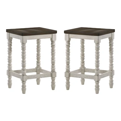 Dark Walnut & White Wood Ema 2-pc. Counter Stools
