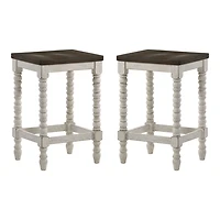 Dark Walnut & White Wood Ema 2-pc. Counter Stools