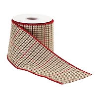 Natural Houndstooth 10 yard Christmas Ribbon