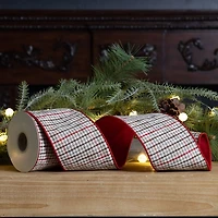 Natural Houndstooth 10 yard Christmas Ribbon