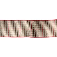 Natural Houndstooth 10 yard Christmas Ribbon
