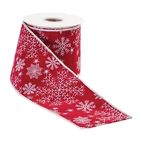 Snowflakes on Red 5 yard Christmas Ribbon
