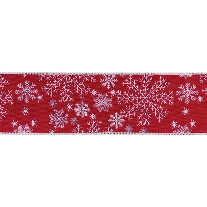Snowflakes on Red 5 yard Christmas Ribbon