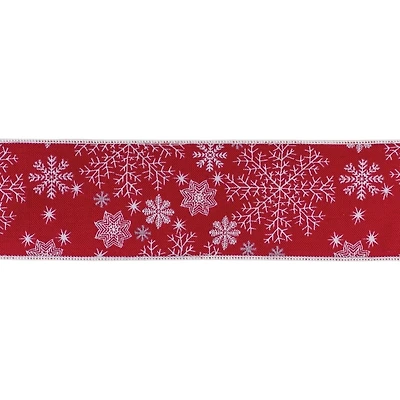 Snowflakes on Red 5 yard Christmas Ribbon