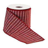 Red Houndstooth 10 yard Christmas Ribbon
