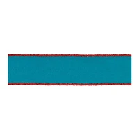 Bright Blue Wool 5 yd Christmas Ribbons, Set of 2