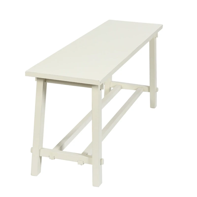 Antique White Wood Noah Bench
