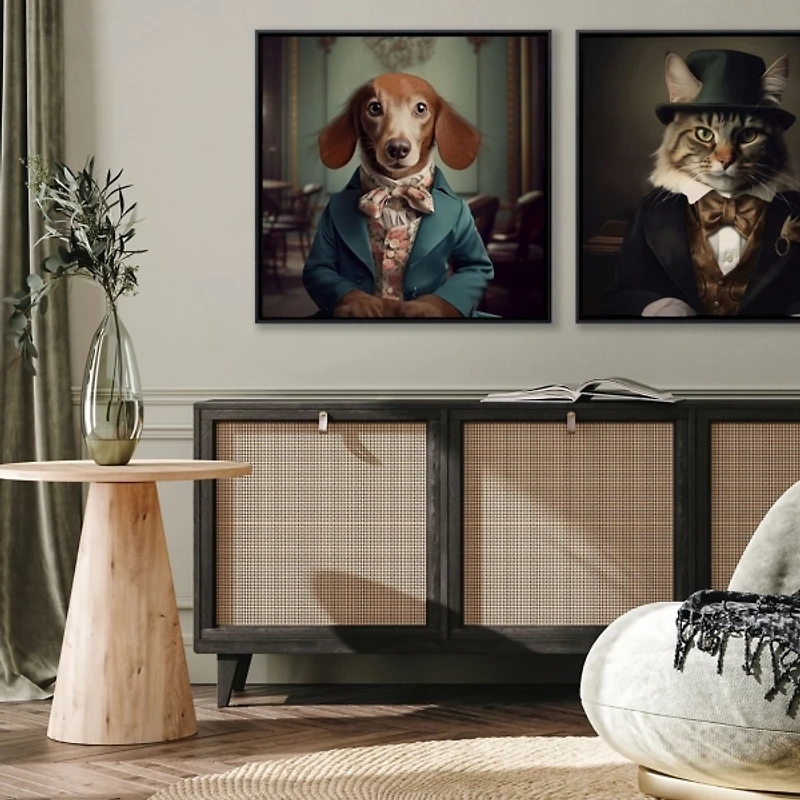 Charming Victorian Dog Framed Canvas Art Print