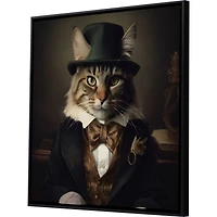 Charming Victorian Cat Framed Canvas Art Print