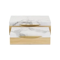 Wood and Faux Marble Rectangular Boxes, Set of 2