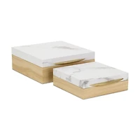 Wood and Faux Marble Square Boxes, Set of 2