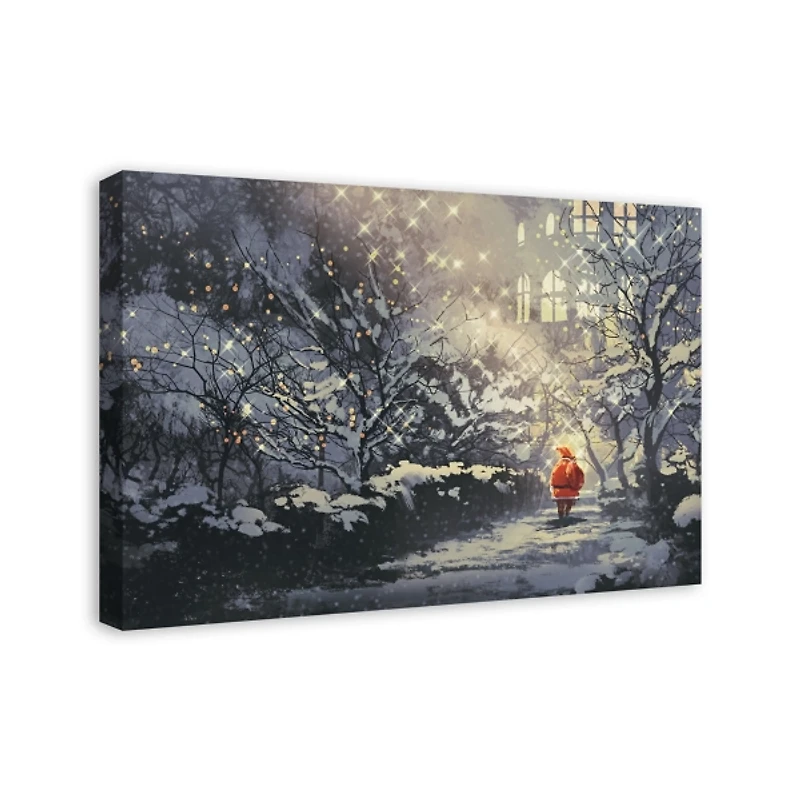 Santa Walking in the Snow Canvas Art Print