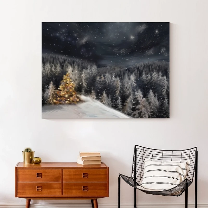 Gold Tree Winter Landscape Canvas Art Print