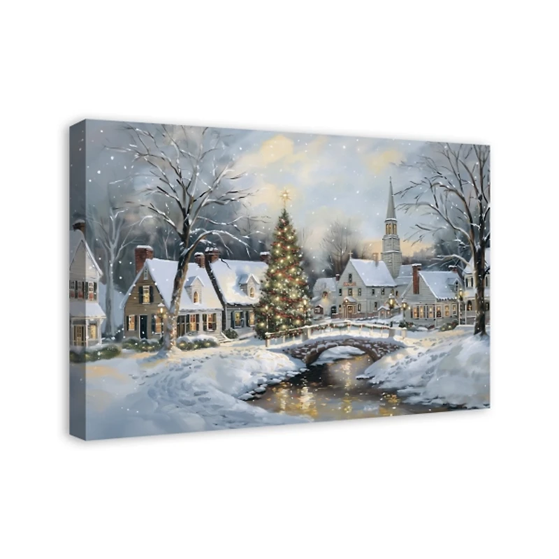 Snow Winter Village Canvas Art Print