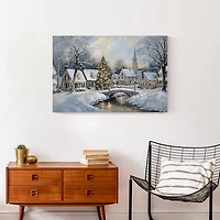 Snow Winter Village Canvas Art Print
