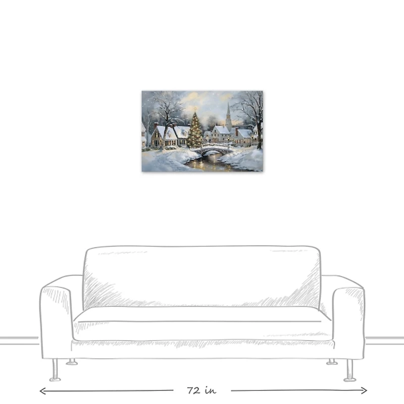 Snow Winter Village Canvas Art Print