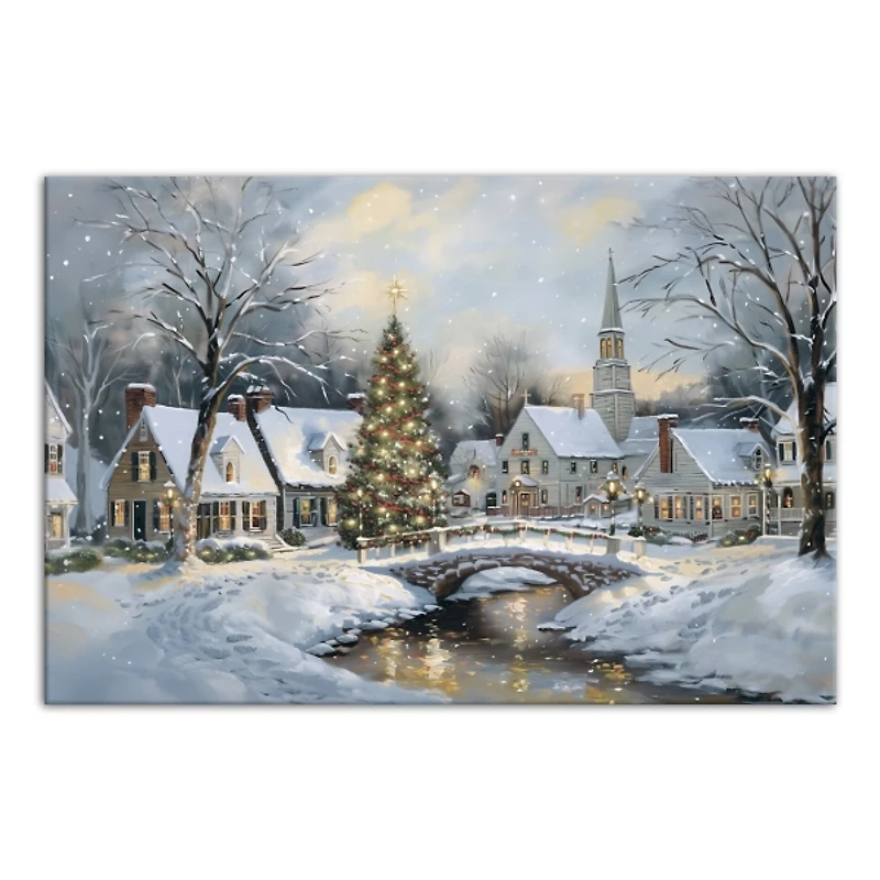 Snow Winter Village Canvas Art Print