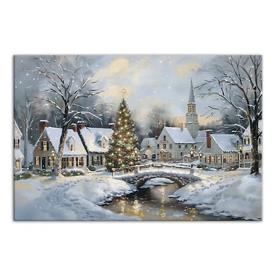 Snow Winter Village Canvas Art Print