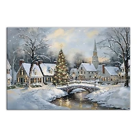 Snow Winter Village Canvas Art Print