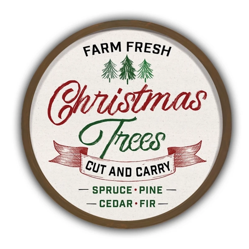 Round Farm Fresh Christmas Tree Wall Plaque