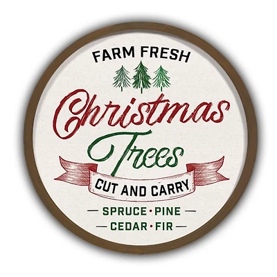 Round Farm Fresh Christmas Tree Wall Plaque