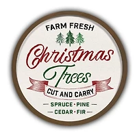 Round Farm Fresh Christmas Tree Wall Plaque