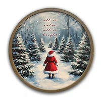 Santa Snowy Forest Framed Art Print