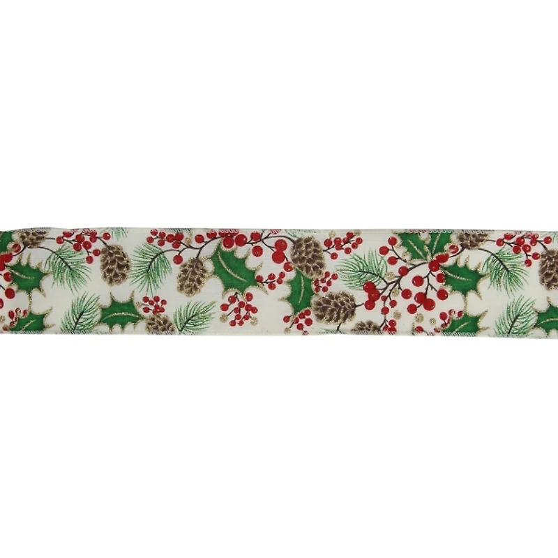 Glitter Holly Berries 16 yard Christmas Ribbon