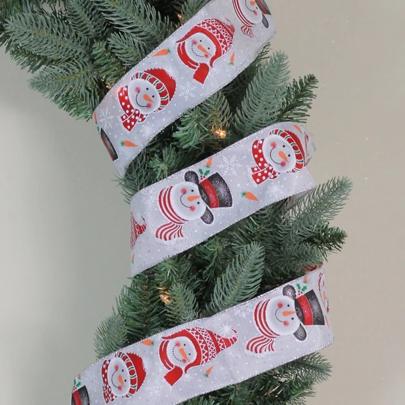 Red and White Snowman 16 yard Christmas Ribbon