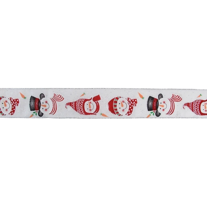 Red and White Snowman 16 yard Christmas Ribbon