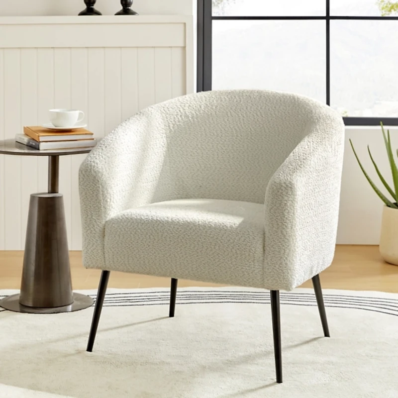 Ivory Boucle Chenille George Accent Chair