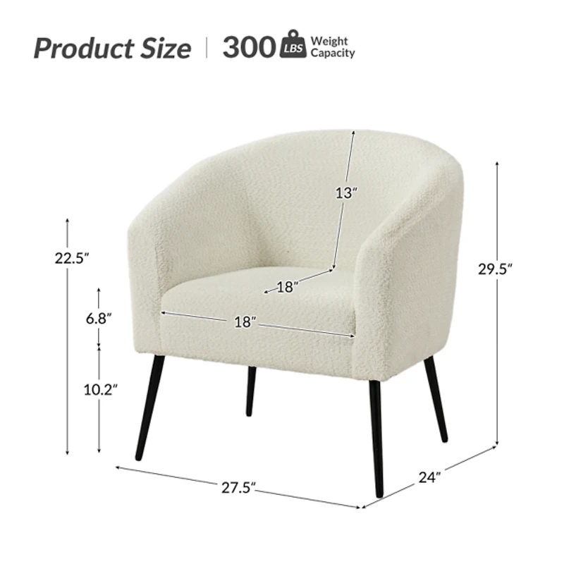 Ivory Boucle Chenille George Accent Chair