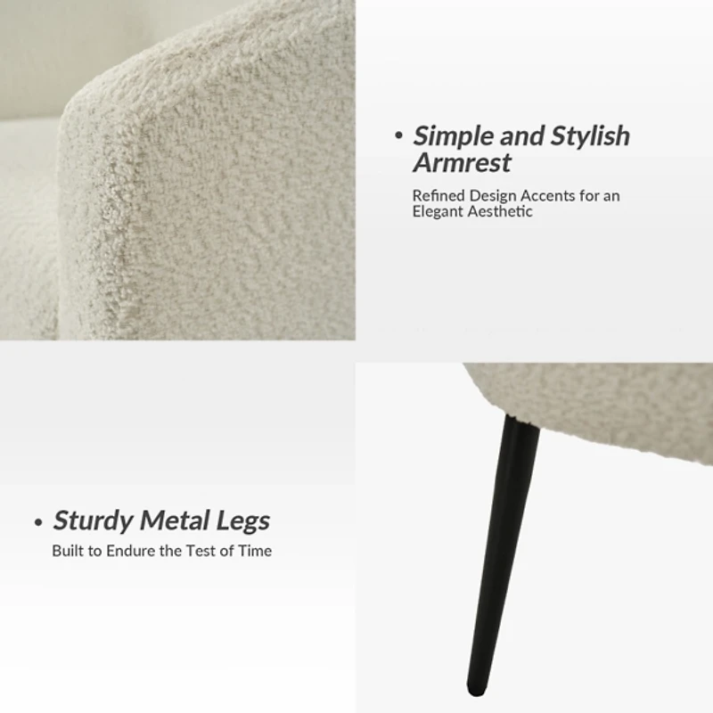 Ivory Boucle Chenille George Accent Chair