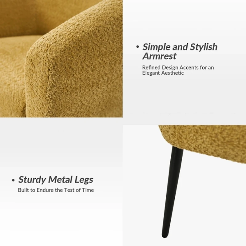 Yellow Chenille Upholstered Georgia Accent Chair