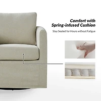Ivory Upholstered Vasser Slipcover Swivel Chair