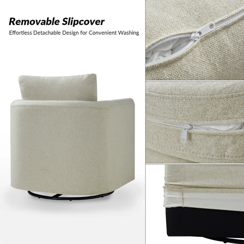 Ivory Upholstered Vasser Slipcover Swivel Chair