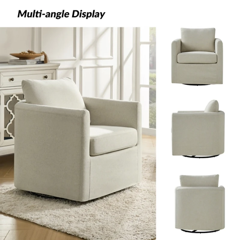 Ivory Upholstered Vasser Slipcover Swivel Chair
