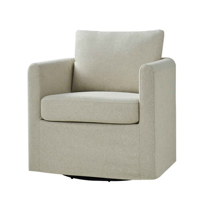 Ivory Upholstered Vasser Slipcover Swivel Chair