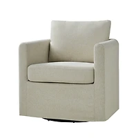 Ivory Upholstered Vasser Slipcover Swivel Chair
