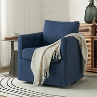 Navy Upholstered Vasser Slipcover Swivel Chair