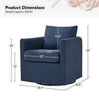 Navy Upholstered Vasser Slipcover Swivel Chair