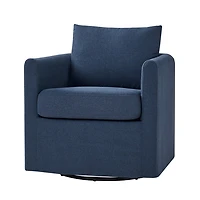 Navy Upholstered Vasser Slipcover Swivel Chair