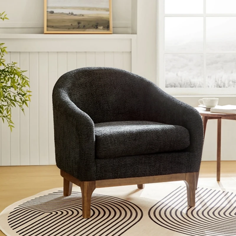 Wool Upholstered Joan Barrel Accent Chair
