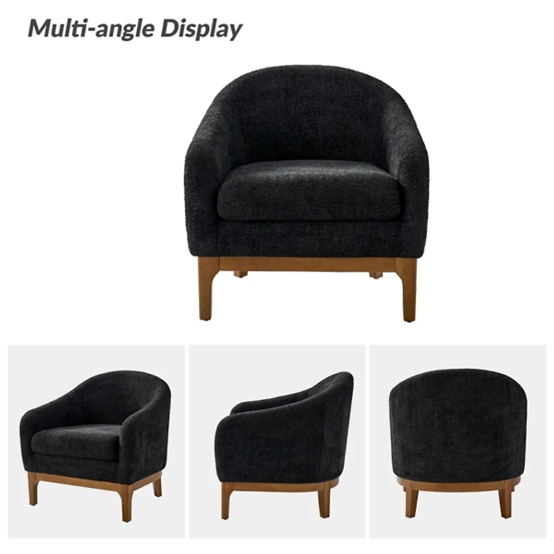 Wool Upholstered Joan Barrel Accent Chair