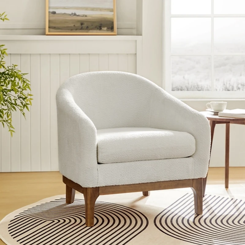 Wool Upholstered Joan Barrel Accent Chair