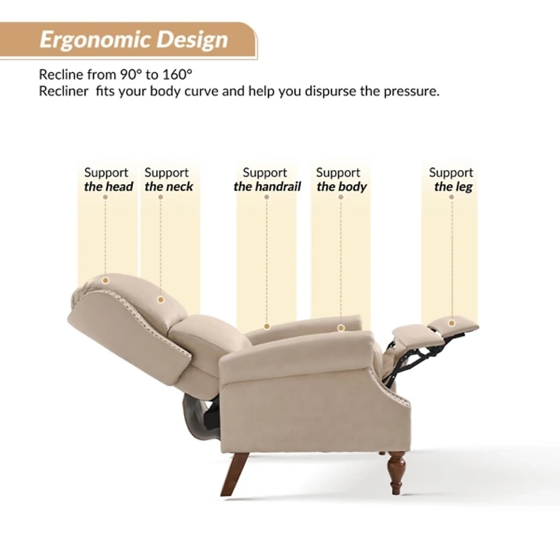 Rosalie Beige Faux Leather Manual Recliner