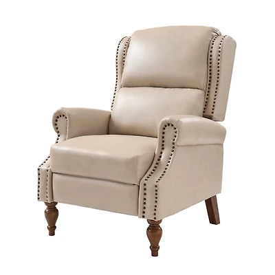 Rosalie Beige Faux Leather Manual Recliner