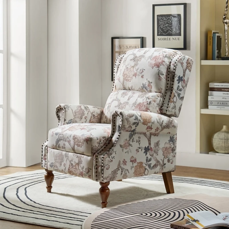 Rosalie Floral Upholstered Manual Recliner